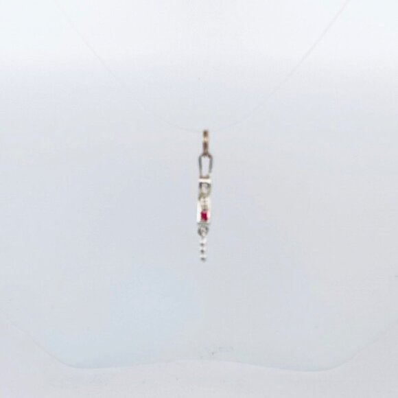 Vintage Sterling Silver 925 Girl Pendant Ruby Red Triangle Gem Estate Jewelry - Picture 4 of 9